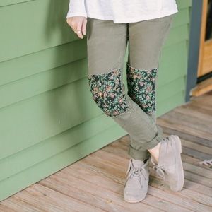 Free People Floral Knee Patch Army Pants